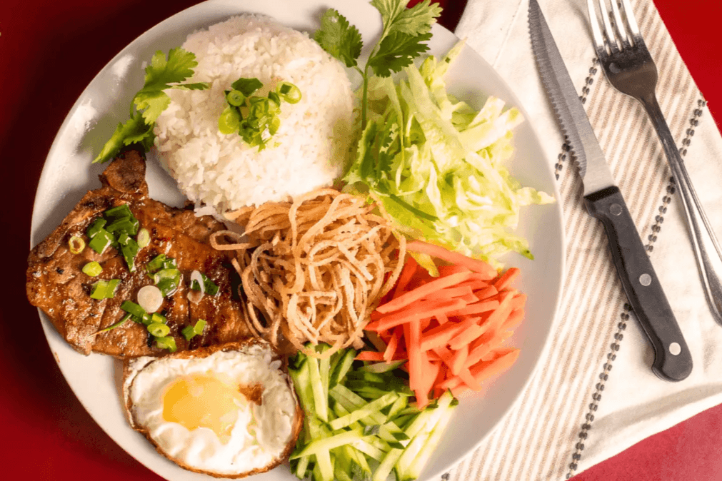 R13. Grilled Pork Chop, Shredded Pork, and Egg