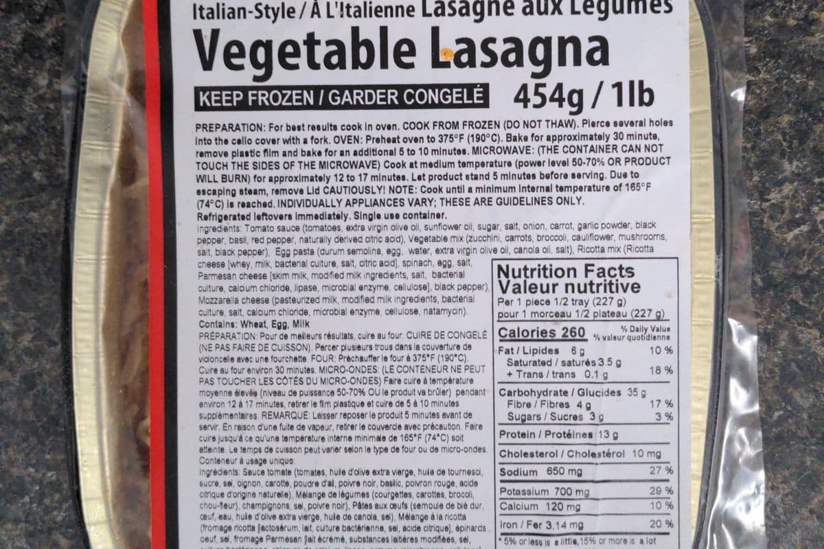 Vegetable Lasagna (454 g)