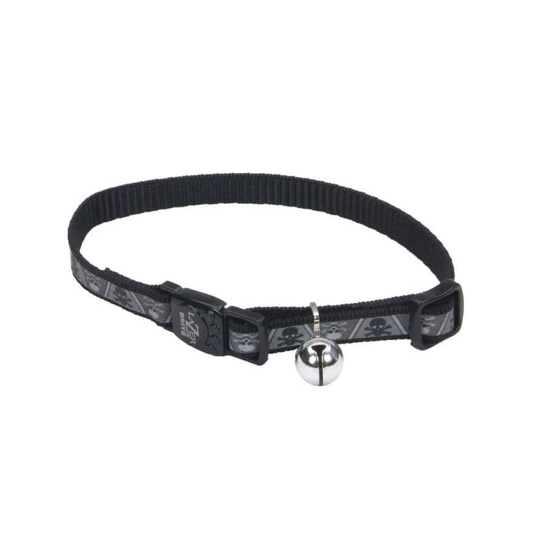Coastal Lazer Brite Reflective Adjustable Breakaway Collar Skull Cross Bones Cat 3/8 x 8-12in