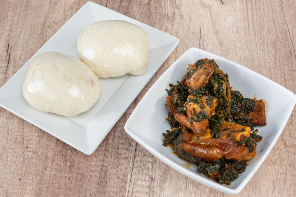 Pounded Yam and Efo Riro