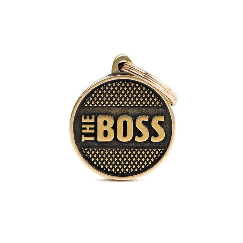 MyFamily The Boss English Brass Medium Engraved Tag