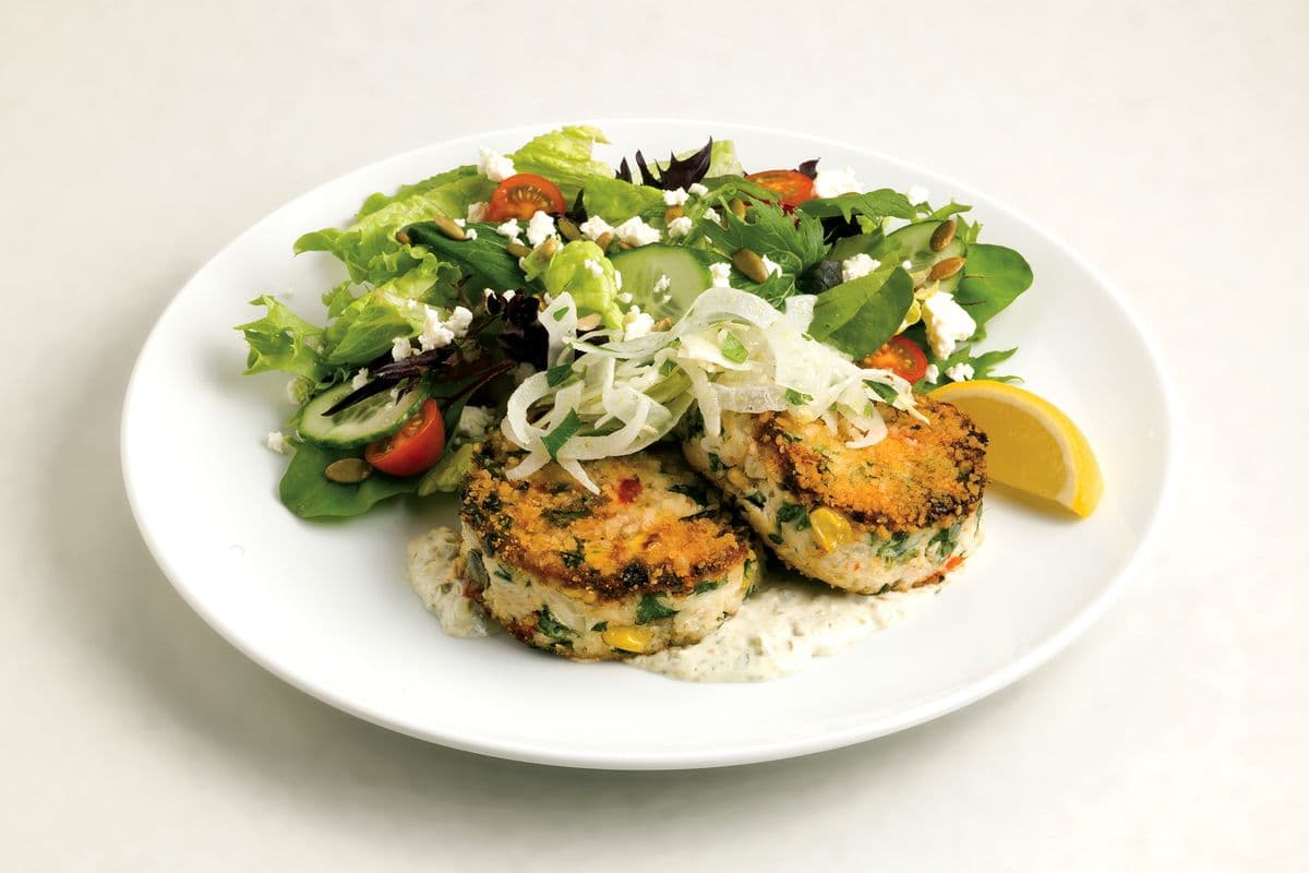Jumbo Lump Crab Cakes and Greens