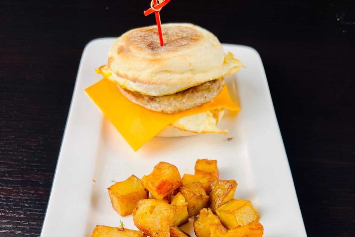 Egg, Cheddar Cheese, and Sausage Patty Sandwich