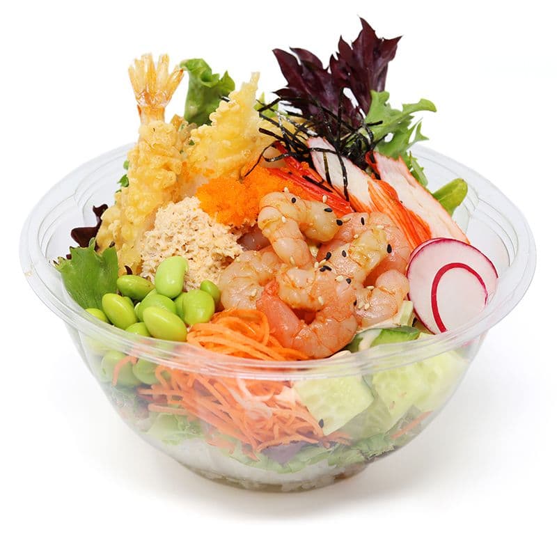 Bol poké au crabe et aux crevettes