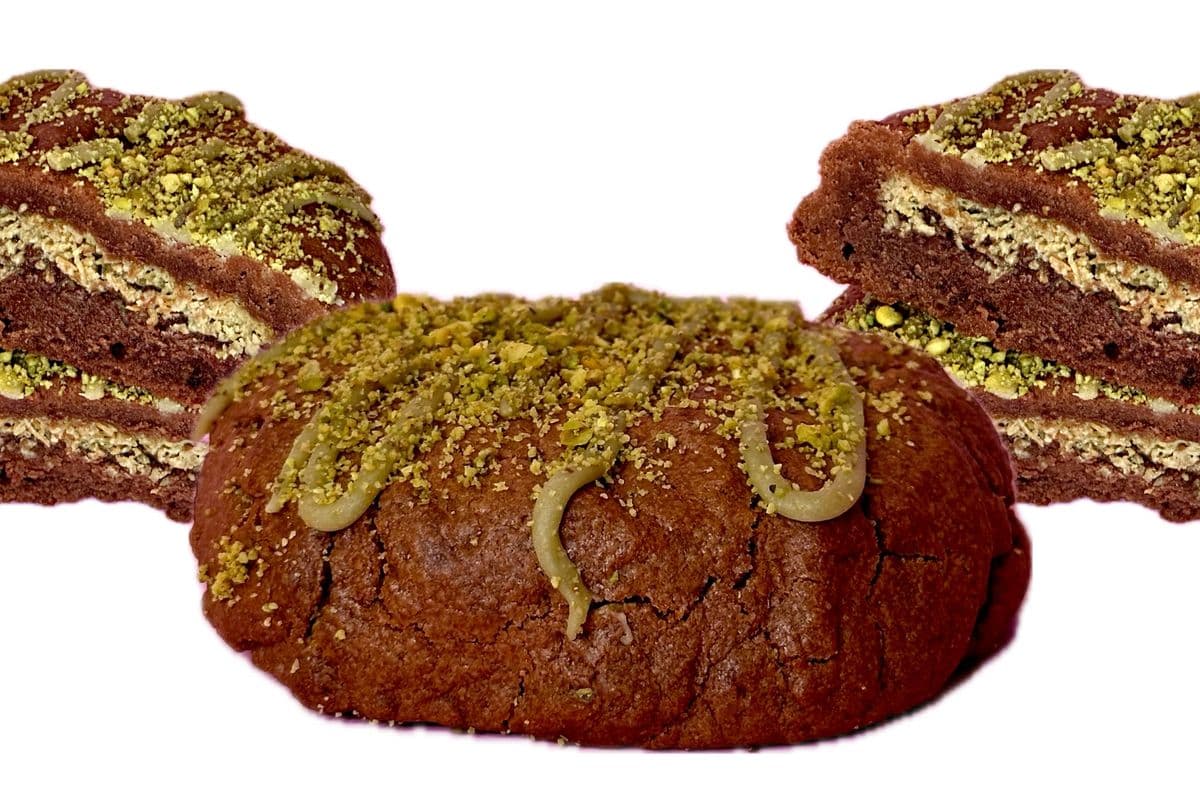 Biscuit au chocolat & kunafa à la pistache