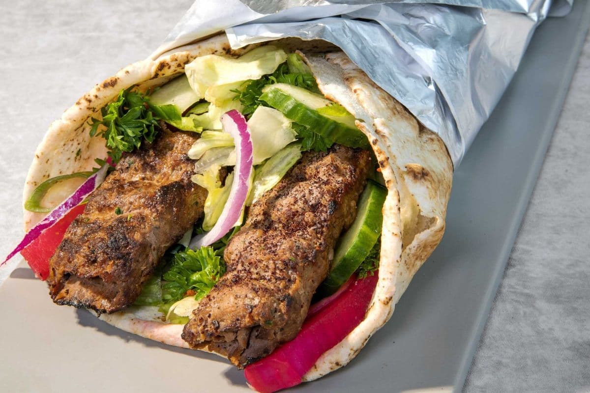 Beef Shami (Minced Beef) Kabob Wrap