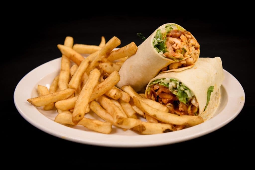 Honey Mustard Sauce Crispy Chicken Wrap With Fries