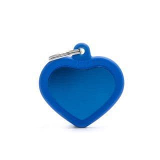 MyFamily Blue Rubber Aluminum Heart Engraved Tag