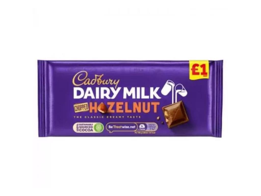 Cadbury Dairy Milk Chopped Hazelnut Chocolate Bar 95g UK