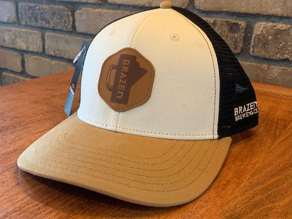 BRAZEN BREW CO - TAN n  BLACK TRUCKER HAT