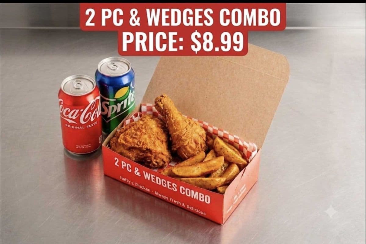 2 pieces & wedges with can of pop