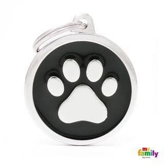 MyFamily Black Big Circle Paw Engraved Tag