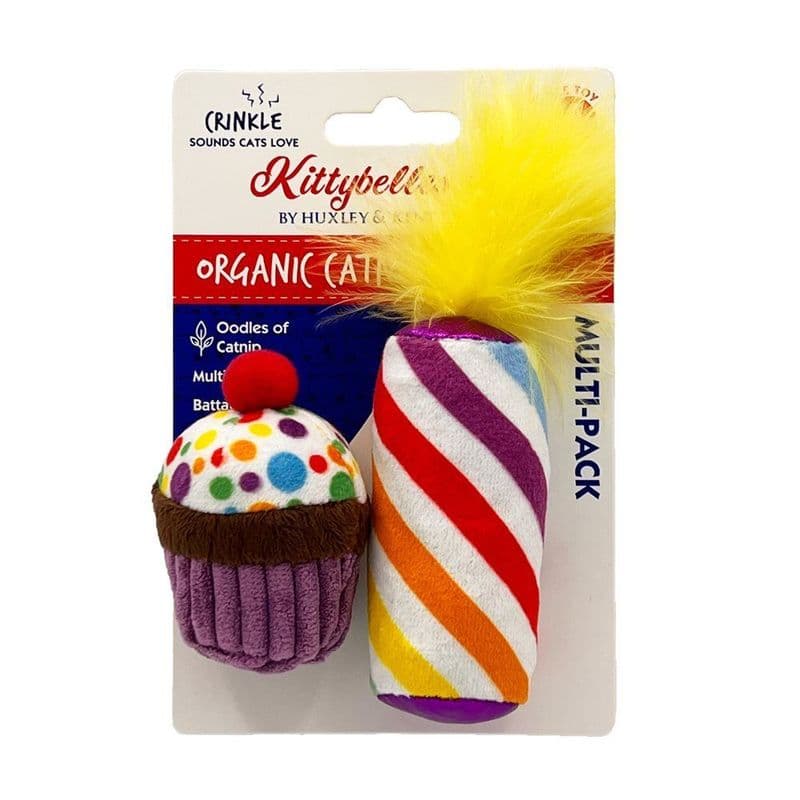 Huxley & Kent Kittybelles Mewow Cupcake & Candle 2-Pack Cat Toy