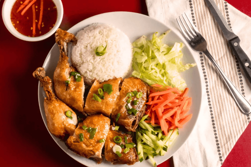 R10. Crispy Chicken Legs (2 pcs) with Steamed Veggies