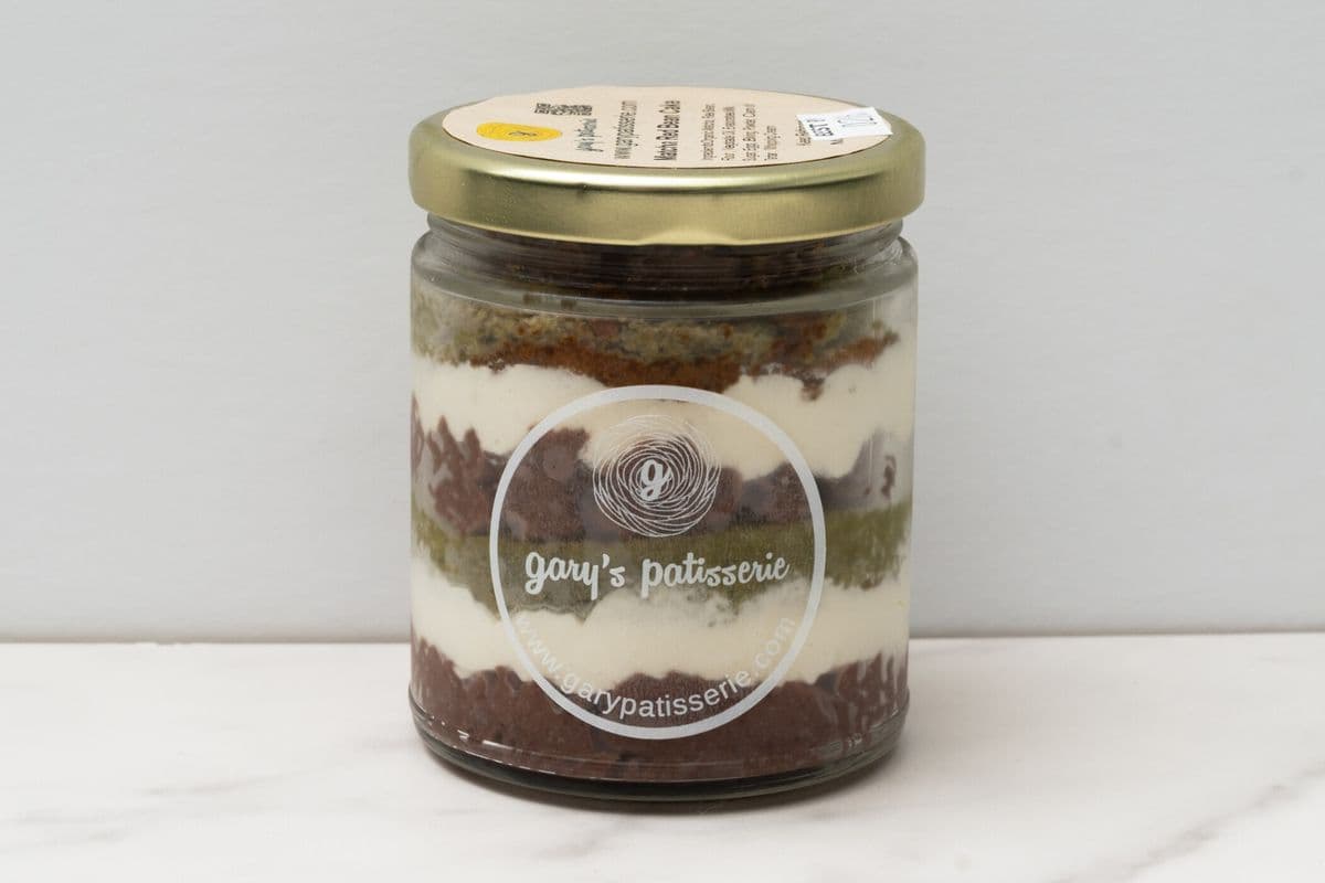 Matcha Red Bean Cake in the Jar