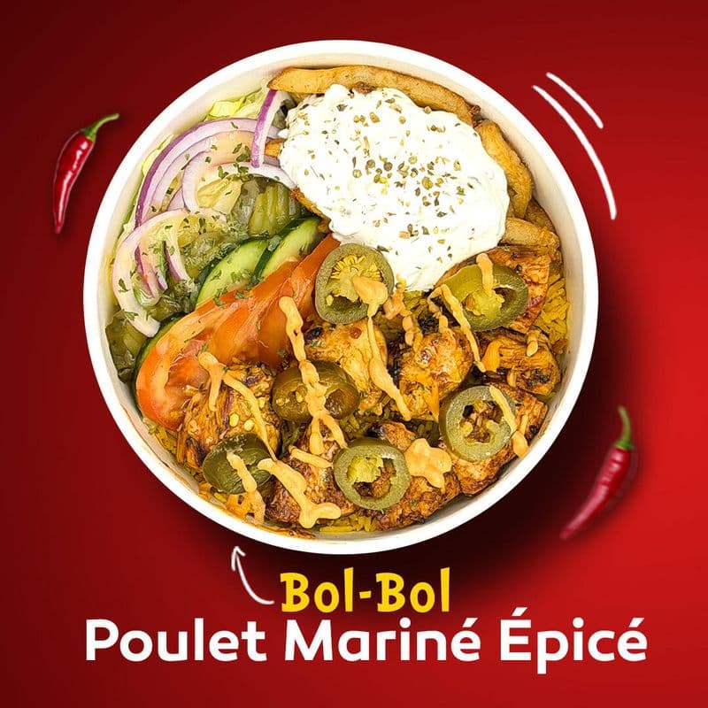 Bol-Bol Poulet Mariné Épicé / Spicy Marinated Chicken Bowl