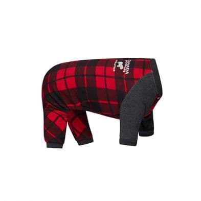 Canada Pooch Frosty Fleece Onesie - Red Plaid