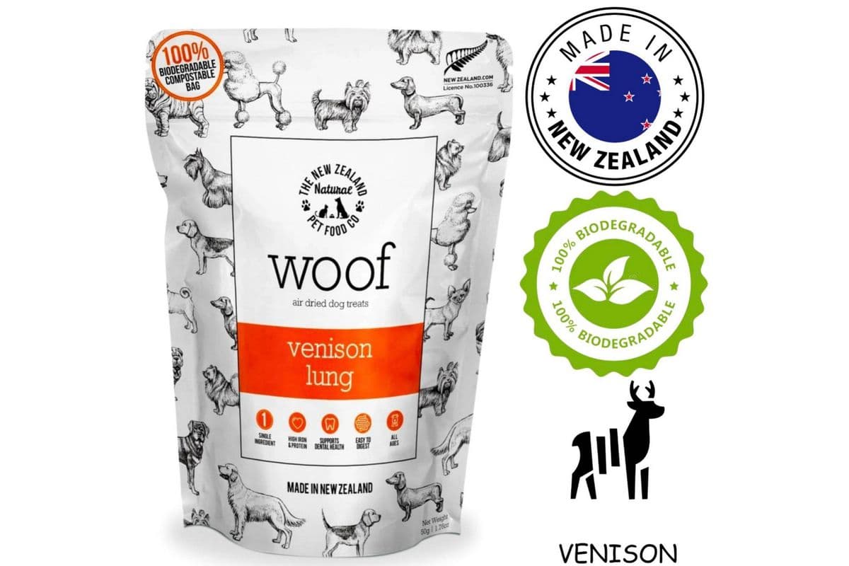 NZPF Woof - Air Dried Venison Lung Dog Treats (50 g)