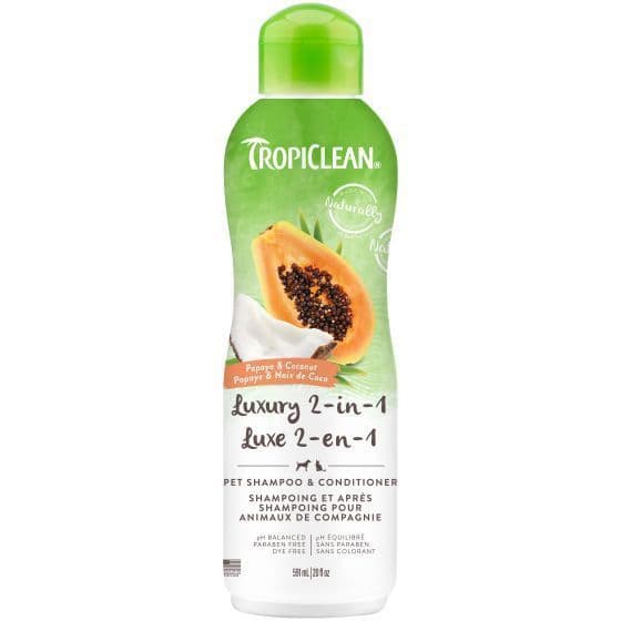 Tropiclean Papaya & Coconut Luxury Pet Shampoo & Conditioner, Naturally Derived Ingredients 20 Oz