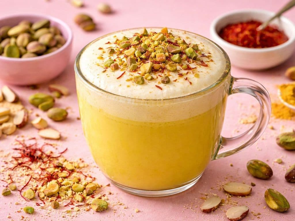 Royal Kesar (Saffron) Latte with Almonds & pistachio