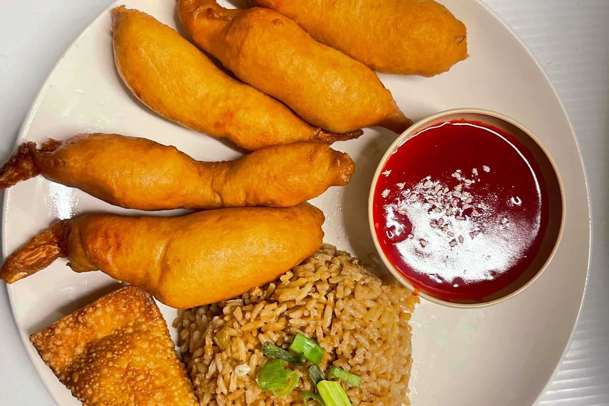 # 15(rice, 6 shrimp, egg roll)