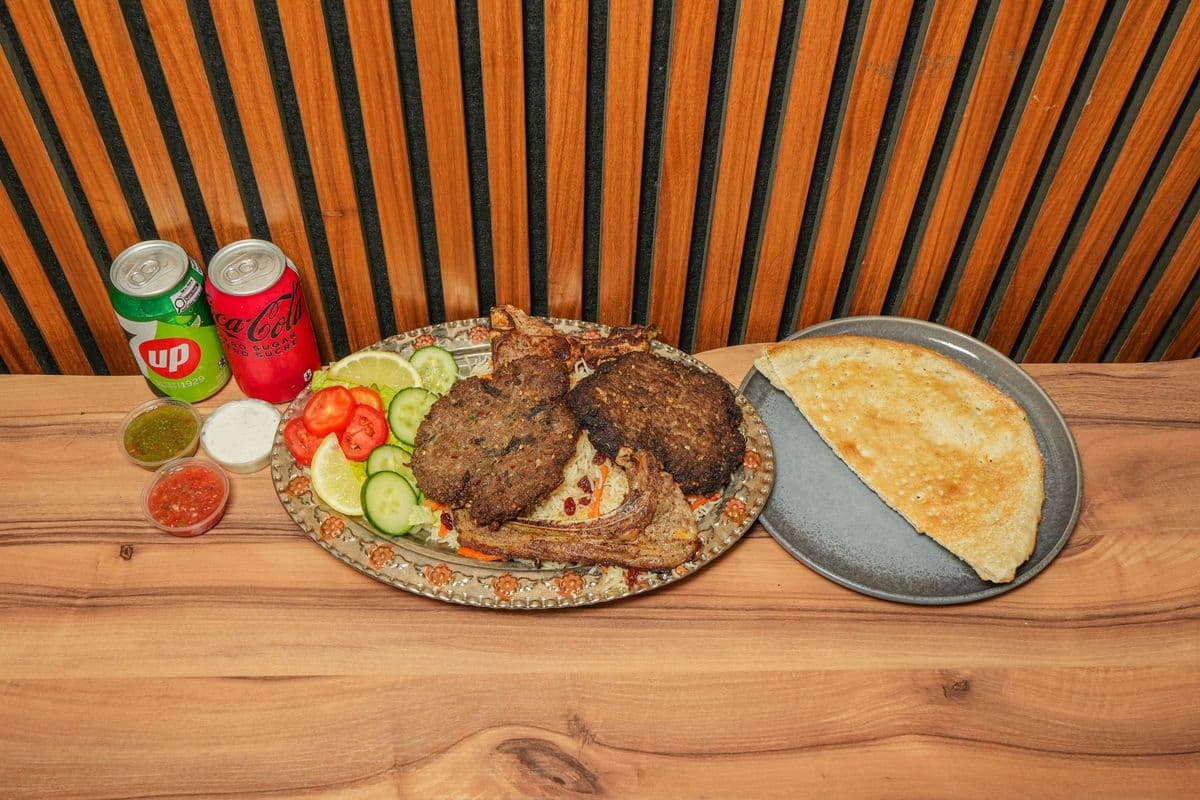 Peshawari Chapli Kabab platter for 2 persons 