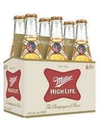 MILLER HIGH LIFE 6 PACK BOTTLE (6 x 355mL)