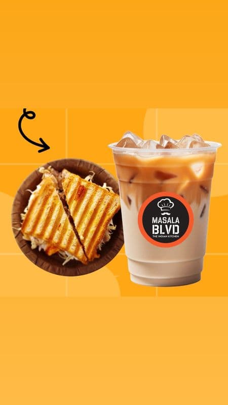 Iced latte & Grilled Sandwich