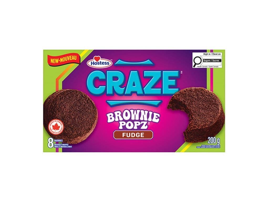 Hostess Craze Brownie Popz Fudge Chocolate Snack Cakes 8 Pack 200g 