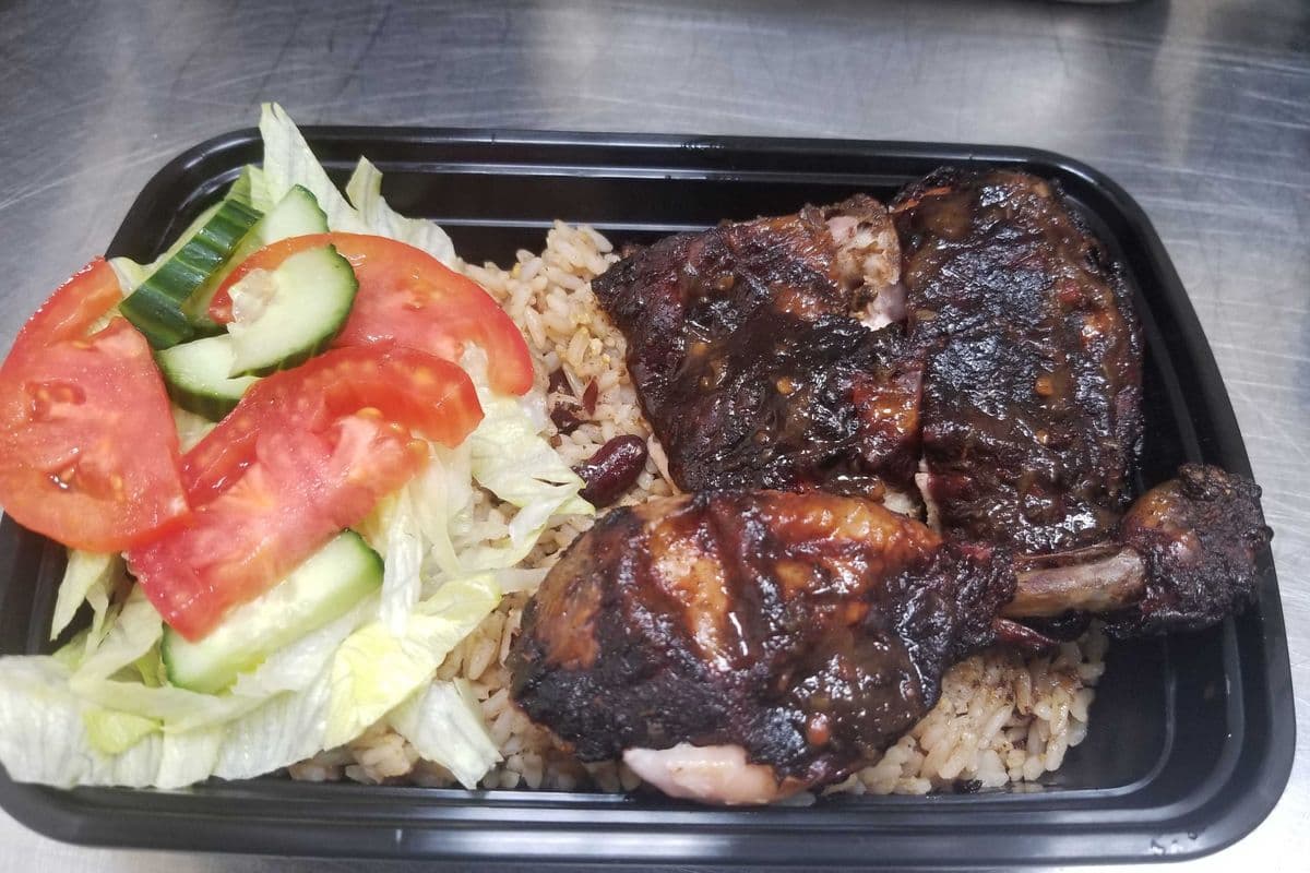 Jerk Chicken with Rice and Peas