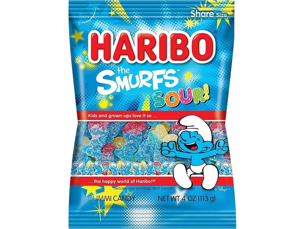 Haribo Smurfs Sour Gummy Candy Bag
