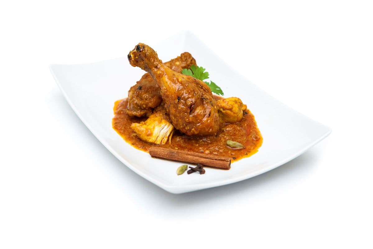 Chicken Curry with Bread and Rice