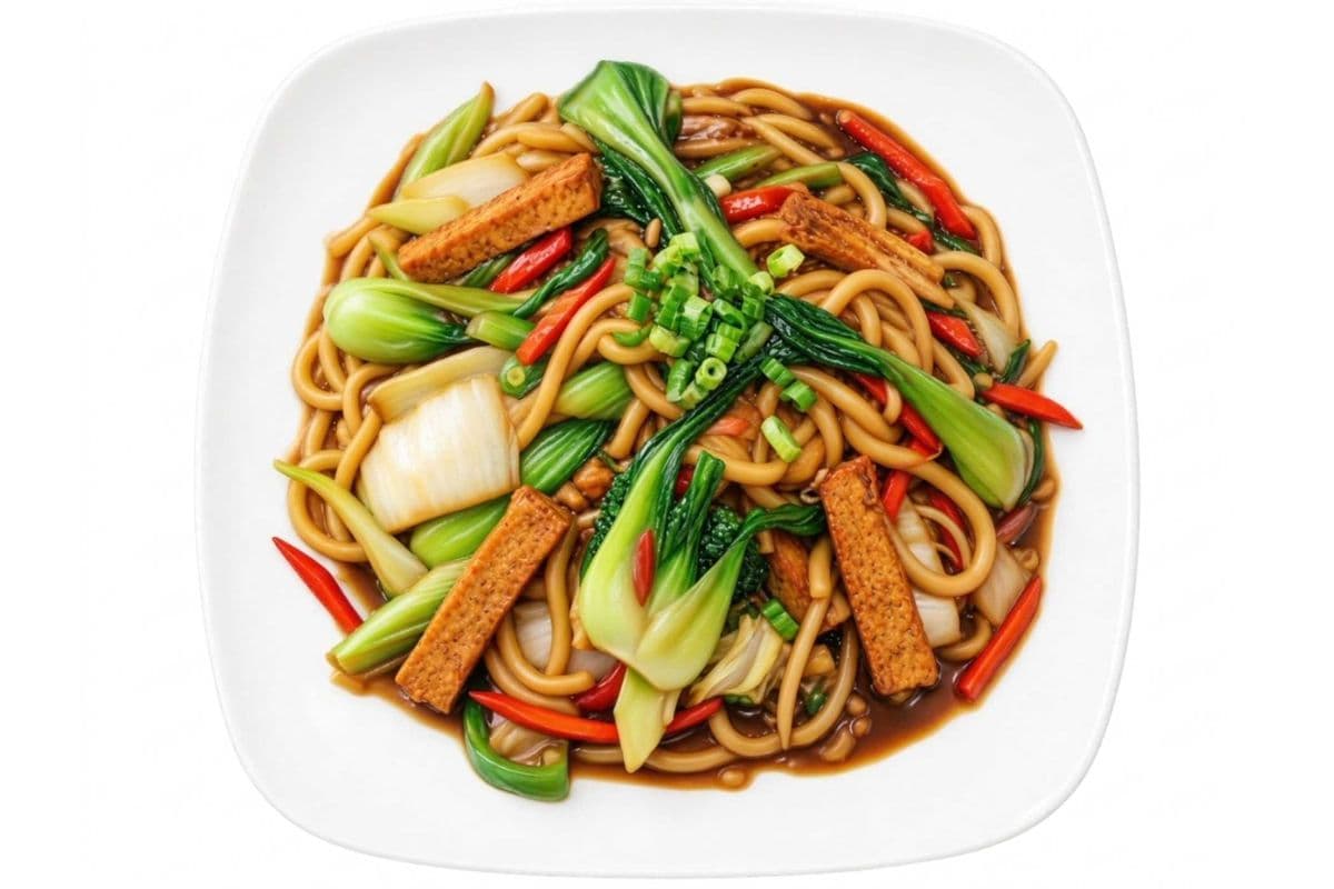 V4. Stir-Fried Udon with Vegetables and Tofu