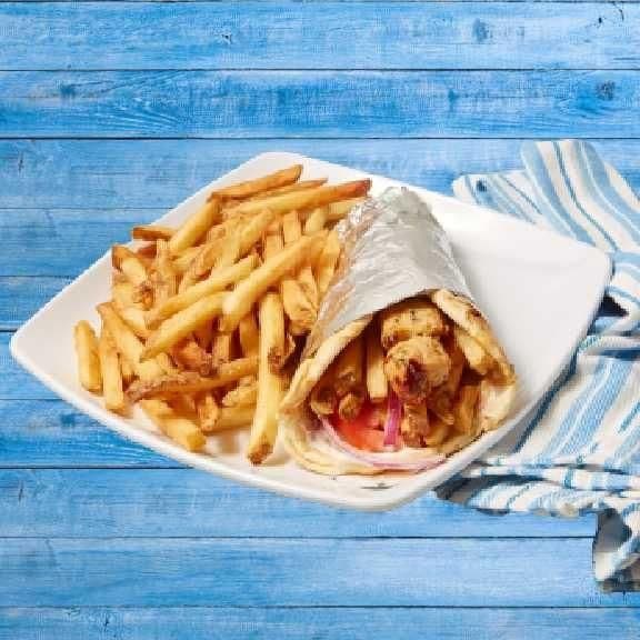 One Skewer Chicken Souvlaki on a Pita