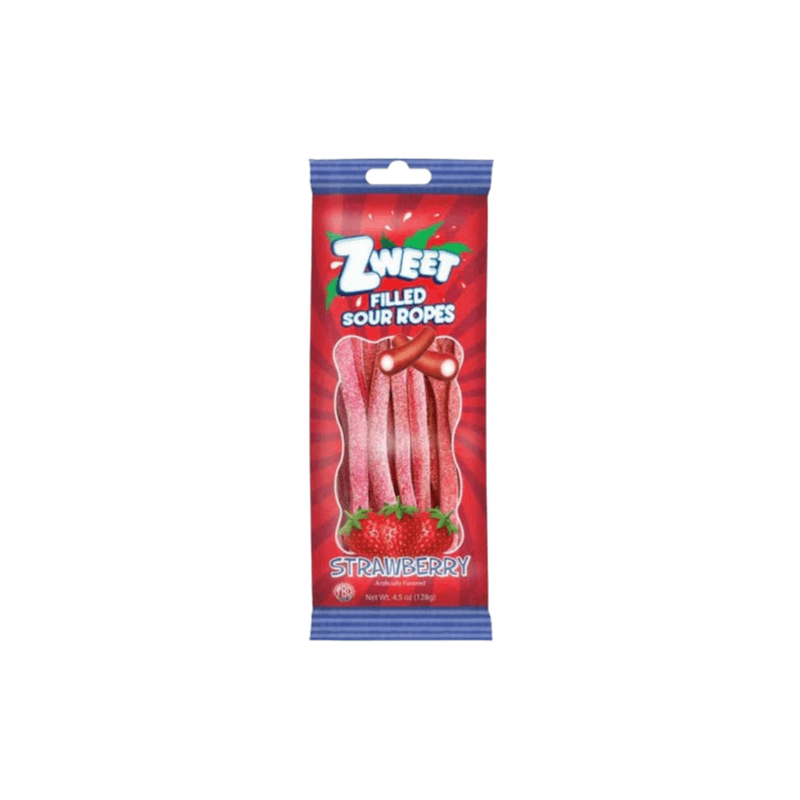 Zweet Filled Sour Ropes Strawberry Halal - Turkey (128g)