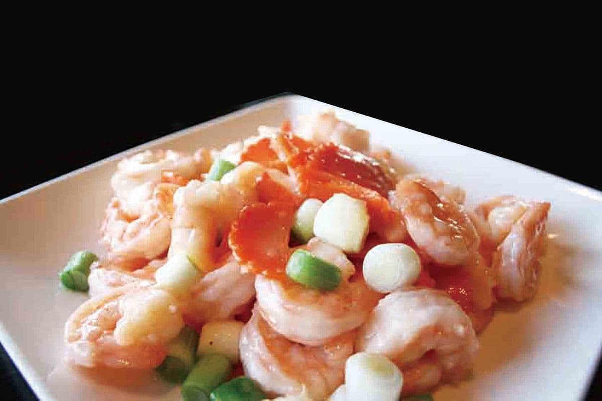 Stir Fried Shrimps with Carrots & Green Onions 清炒蝦仁