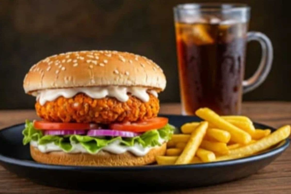 Aloo Tikki Burger and Fries