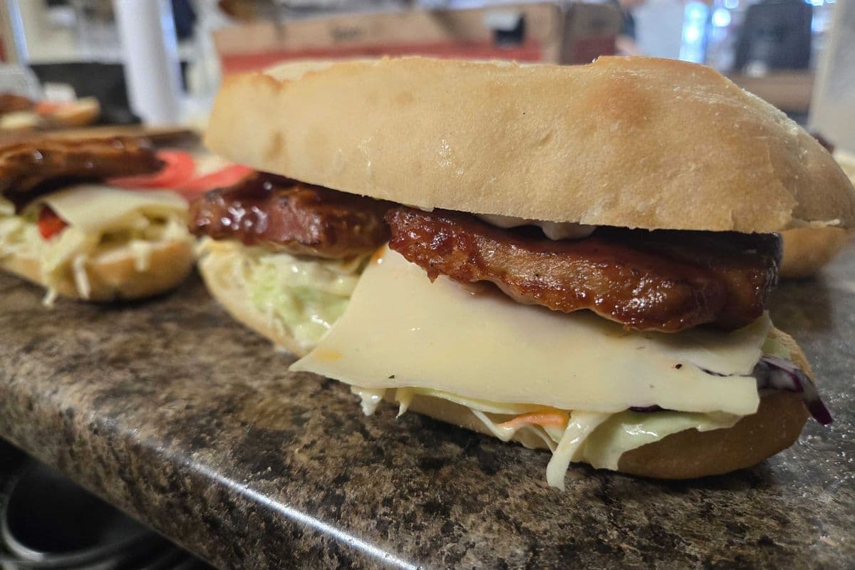 BBQ rib Panini and potato salad