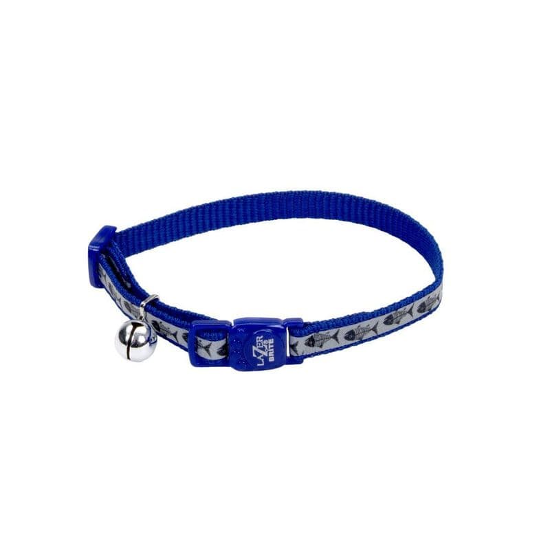 Coastal Lazer Brite Reflective Adjustable Breakaway Collar Blue Fish Bone Cat 3/8 x 8-12in