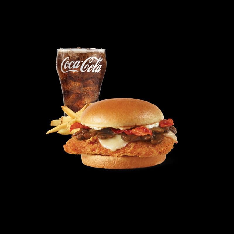 Garlic Mushroom Bacon Spicy Chicken Sandwich Combo
