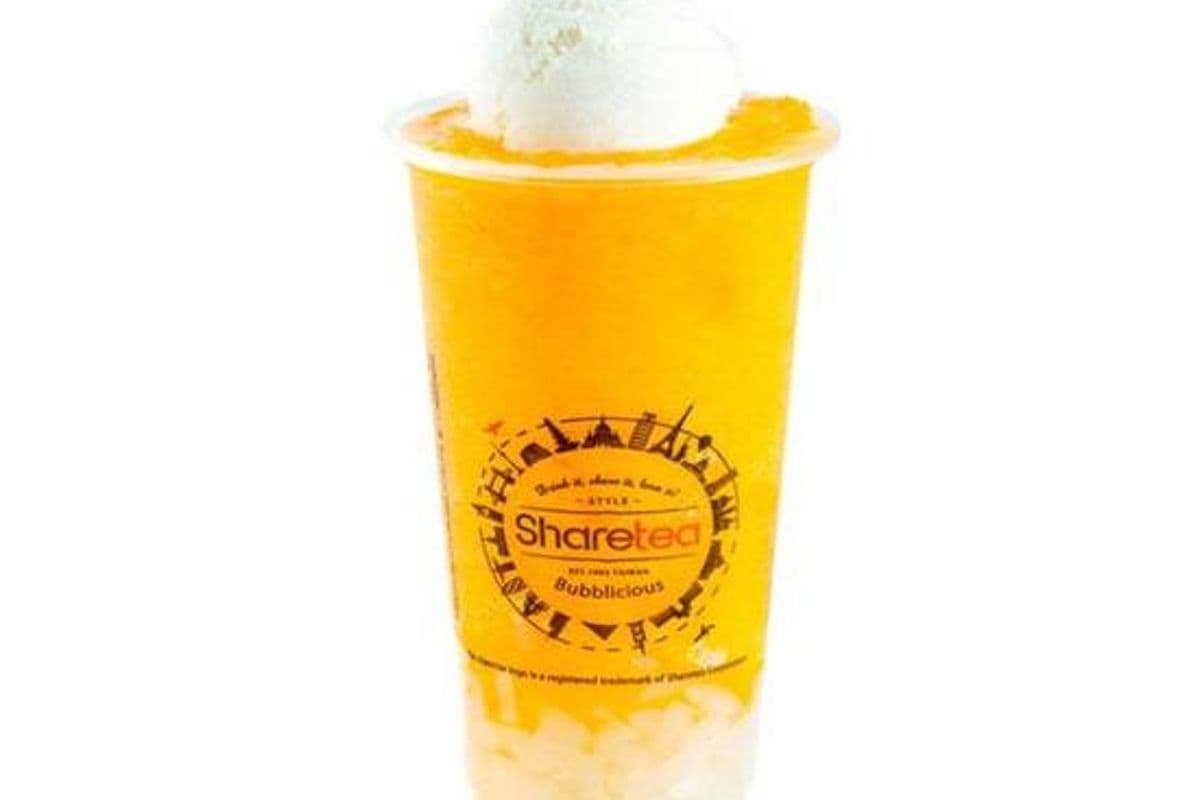 Peach Ice Blended with Ice Cream and Lychee Jelly