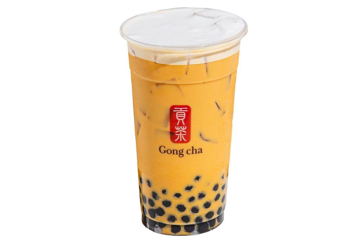 Pumpkin Pie Milk Tea with Milk Foam and Pearls