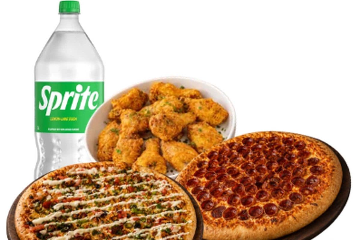 Family Feast Bundle- Two Large(14") Pizzas with 1lb Chicken wings and Pop (2L)