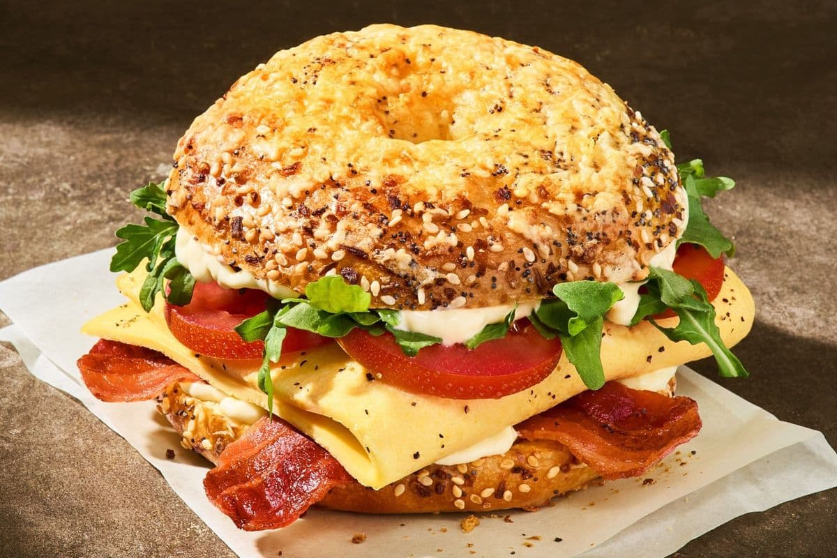 Wake-Up BLT Asiago Everything Bagel Stack