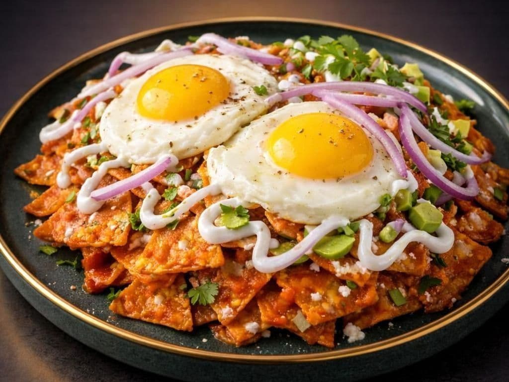 Chilaquiles rojos with Chicken or Egg