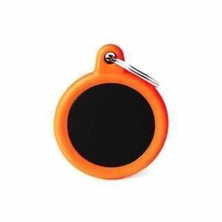 MyFamily Orange Rubber Round Black Aluminum Engraved Tag