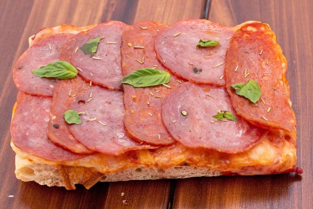PIZZA SLICE  - HOT SALAMI , ROSEMARY ,  PROVOLONE CHEESE