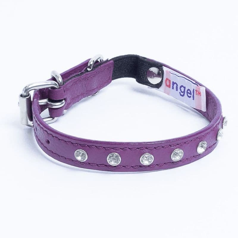 Angel Athens Cat Collar with Rhinestones Orchid Purple 12" X 1/2"