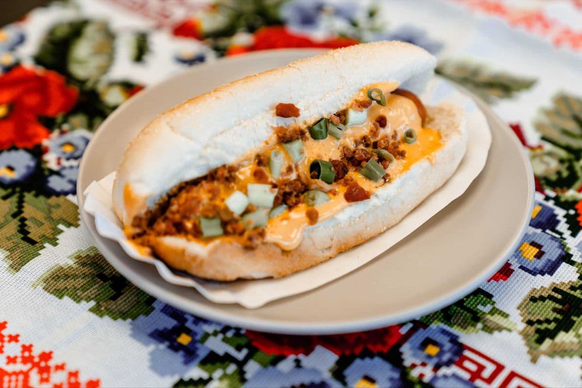 Cheese and Bacon sausage in a bun