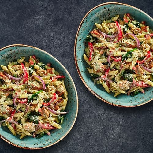 Mile Size Pesto Chicken Penne Asiago